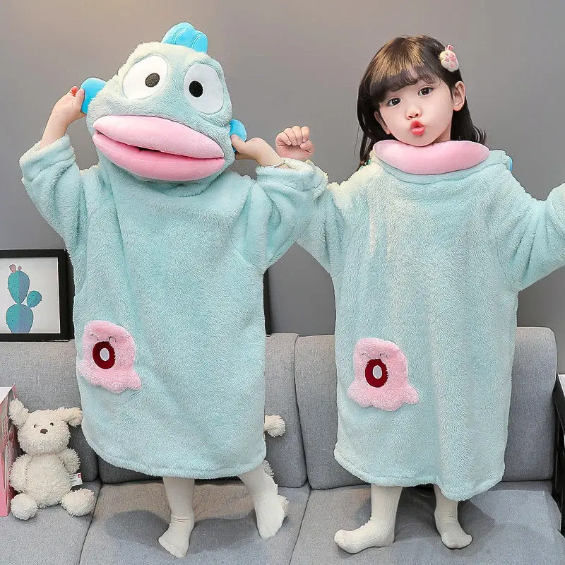 Đồ Ngủ Cho Bé Gái, Chất Liệu Lông Cừu San Hô, Thích Hợp Cho Mùa Thu Và Mùa Đông, Thiết Kế Hoạt Hình Cho Bé, Chất Liệu vải nỉ Dày Dặn, Áo Choàng Tắm Mùa Đông Cho Trẻ Em, Đồ Mặc Nhà