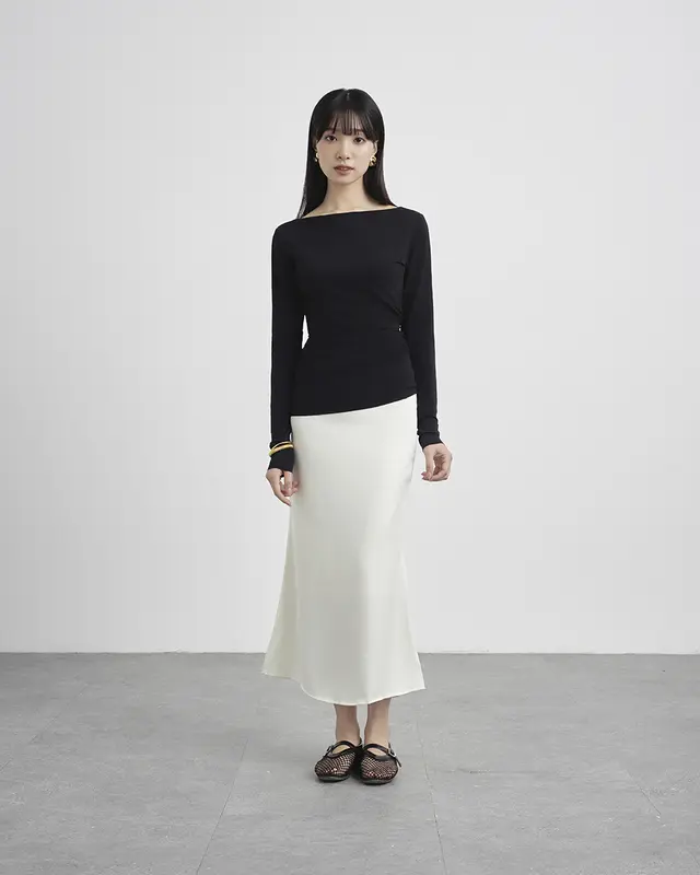 SOEUR ÁO THUN LỆCH VAI NHÚN EO - BLACKA MULTI TOP 2