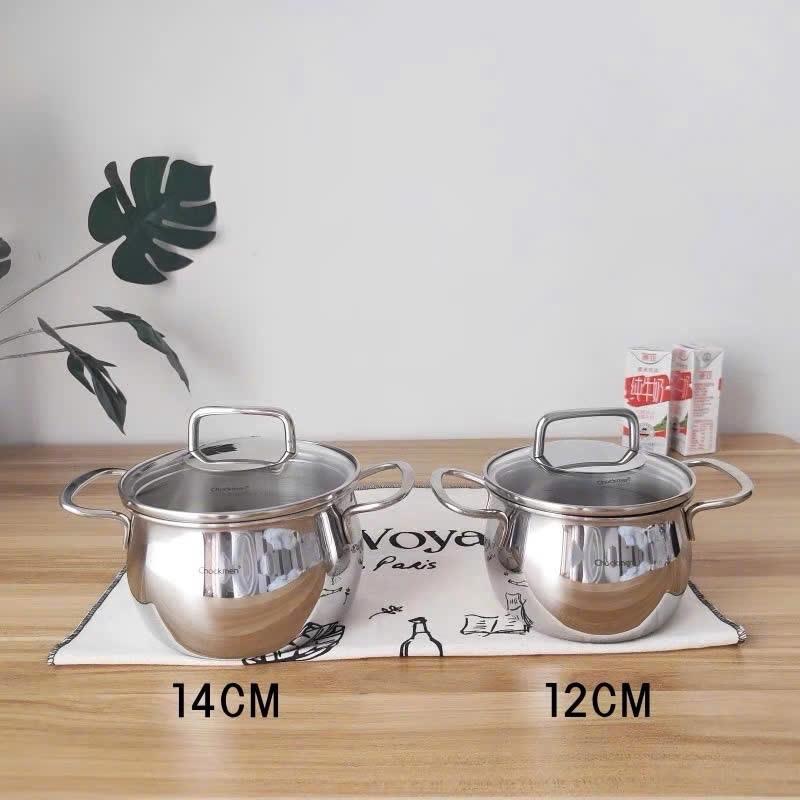 Nồi inox chockmen size 12cm/14cm siêu dày đun nấu được mọi loại bếp ckm270/271