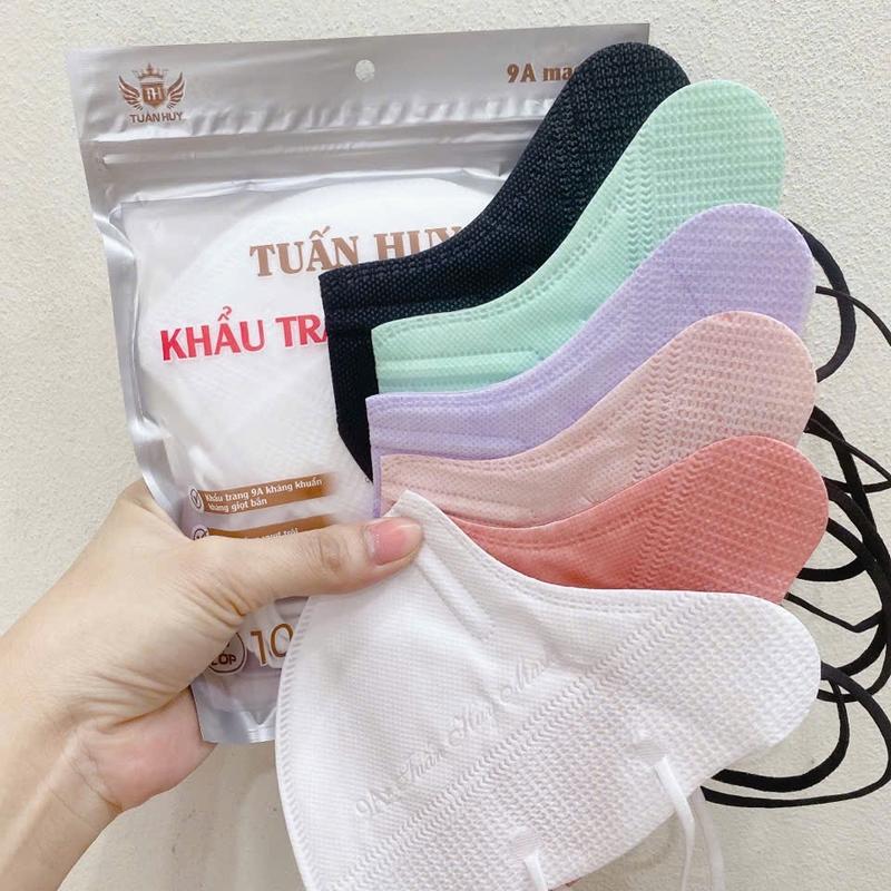 Sỉ 100 chiếc khẩu trang 9A Tuấn Huy Chống nắng toàn diện 5 lớp dày dặn chống tia UV Lọc bụi Kháng khuẩn