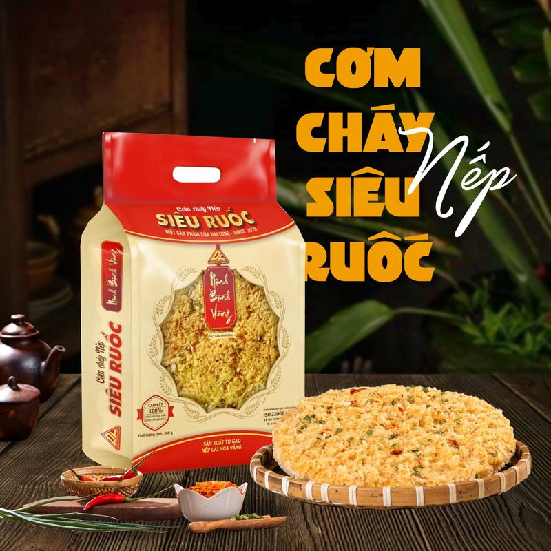 Cơm cháy nếp chà bông siêu ruốc Ninh Bình Vàng gói 200g túi đỏ Food