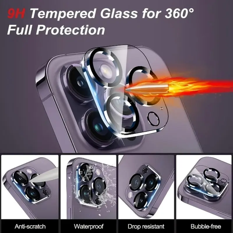 Tempered Glass Cellphone Camera Lens Protector, 5 Counts Full Coverage Lens Protective Film, Smartphone Accessories Compatible with iPhone 11 12 13 14 15 16 Pro Max/Pro/Plus 2