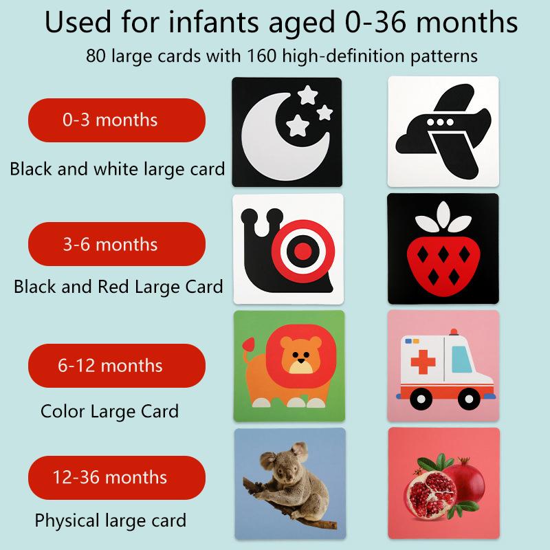 Product Introduction of Mainan Pendidikan Awal, 1 Set, Untuk Bayi Lelaki, Kad Kilat Hitam dan Putih, Rangsangan Visual Kontras Tinggi, Kad Warna, Mainan Montessori Bayi 17