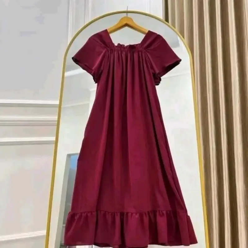 Daster Wanita Fujian Ruffle Dress Crinkle Airflow Dada Karet | Daster Wanita Lengan Pendek Fujian Dress Ruflle Crinkle Airflow 2