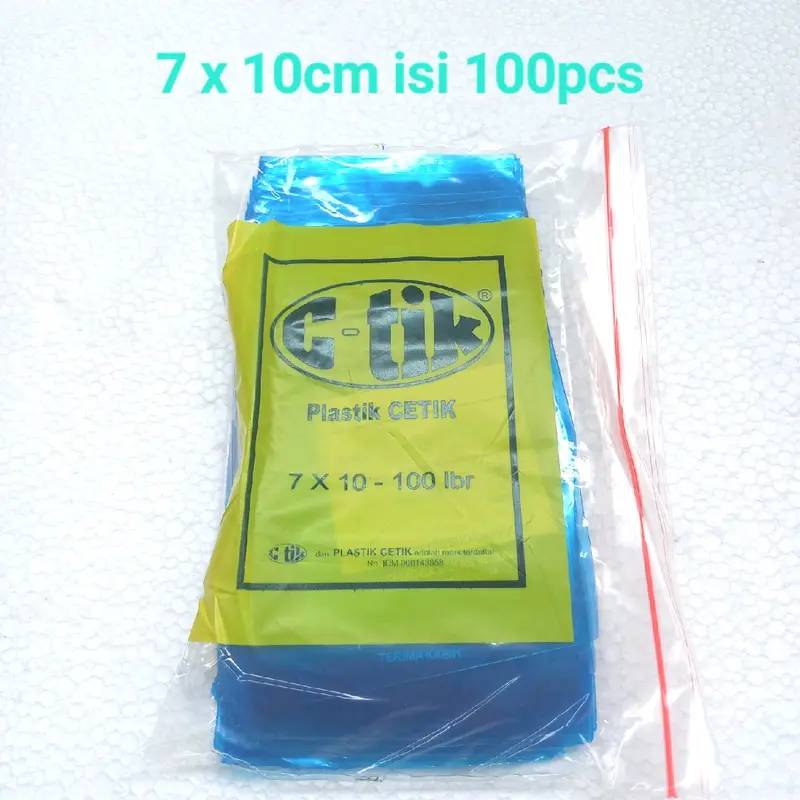 Plastik Klip 7 x 10cm isi 100 Lembar Biru Sablon Klip Obat 8.7 x 13cm Klip Obat 10x15 Sablon Biru 0