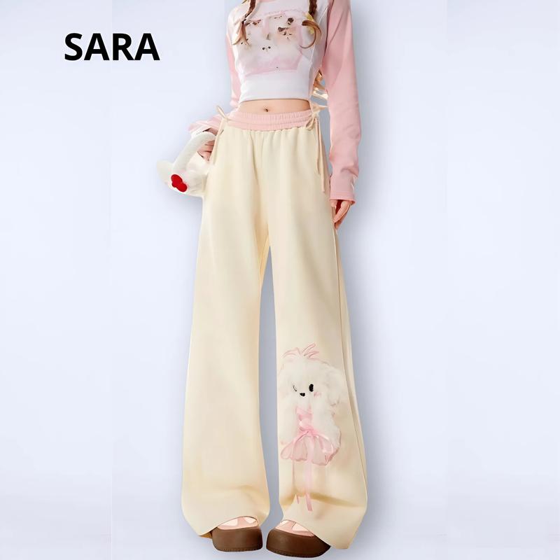   SARA  Quần Nỉ Họa Tiết Chú Cún Quần Suông Hack Eo Tôn Dáng  Nữ Women Pants Summer 2025 - Mã: TD083 