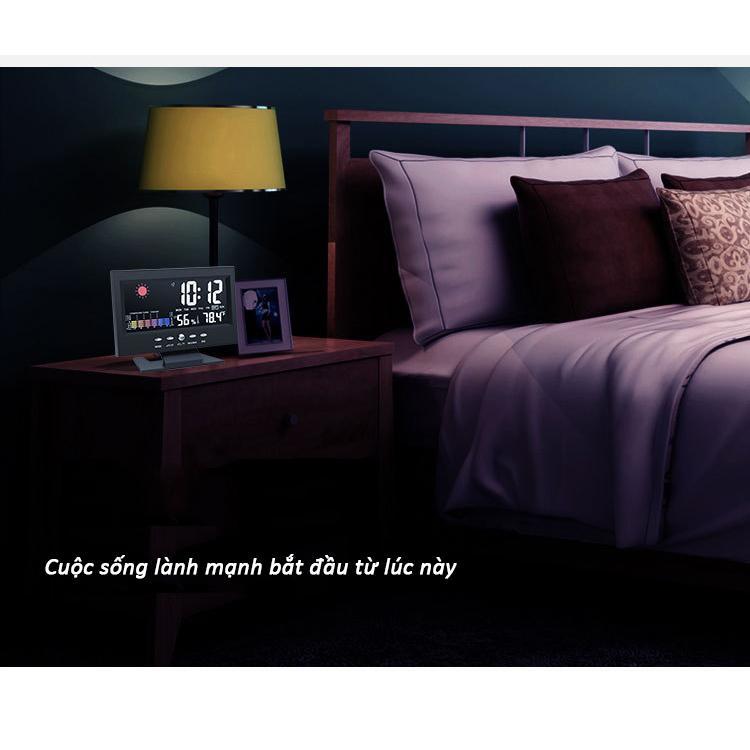 Đồng hồ báo thức điện tử thời tiết phát minh màn hình LED thời tiết nhiệt độ và độ ẩm hàng ngàn năm theo dõi đồng hồ báo thức thời tiết 6