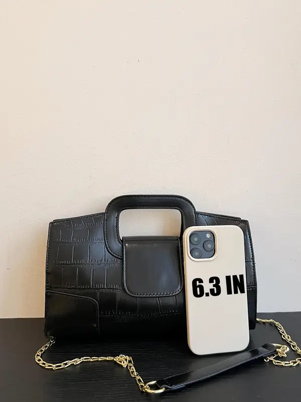 Women's Fashionable Crocodile Embossed Handbag, Casual PU Leather Shoulder Bag for Daily Used, Trendy All-match Commuter Bag 7