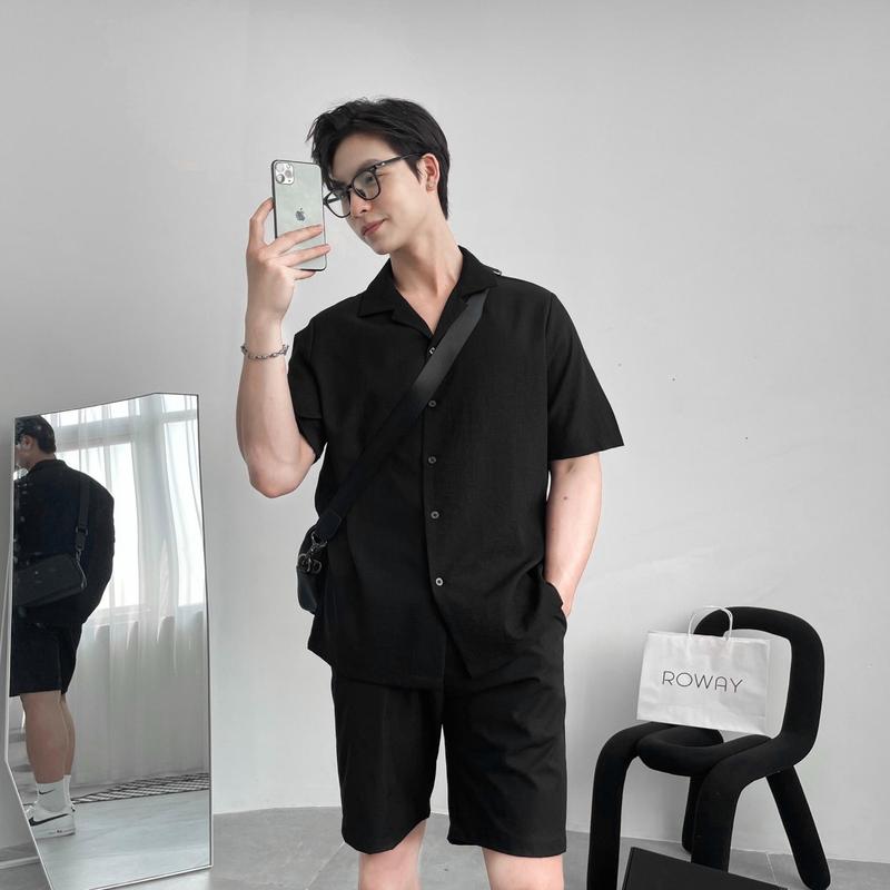 Bộ đũi xước nam nữ  tay cộc quần ngố mềm mịn, thoáng mát, thời trang cho mùa hè