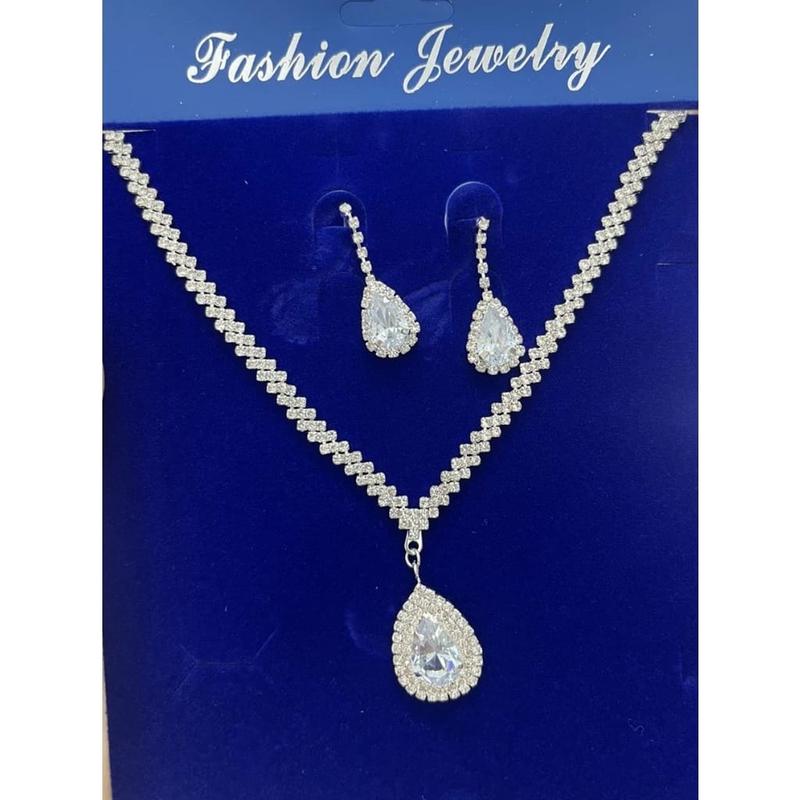 Glow Kalung Pernikahan Set  - Kalung Anting Liontin - Bisa Untuk Headpiece - Aksesoris Pengantin Bridesmaid 3