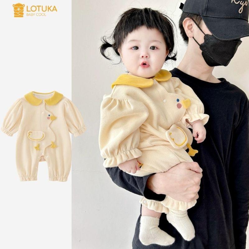 Bodysuit Cổ Sen Vịt Lót Lông Nhung Ấm Áp Cho Bé Body LOTUKA Bé Trai Bé Gái Quần Áo Trẻ Em Bộ Liền Thân Size 3-12kg
