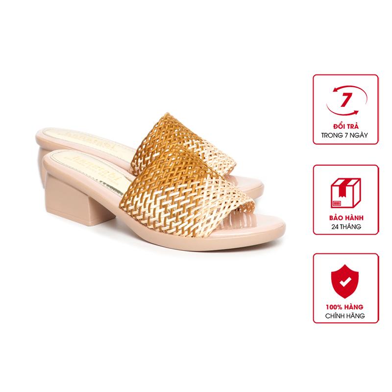 Dép Nữ Đế PU Kem Siêu Nhẹ Cao 5cm Hanatabi Quai Lưới Bigsize (35-42) Mã HNDE5F1102 1
