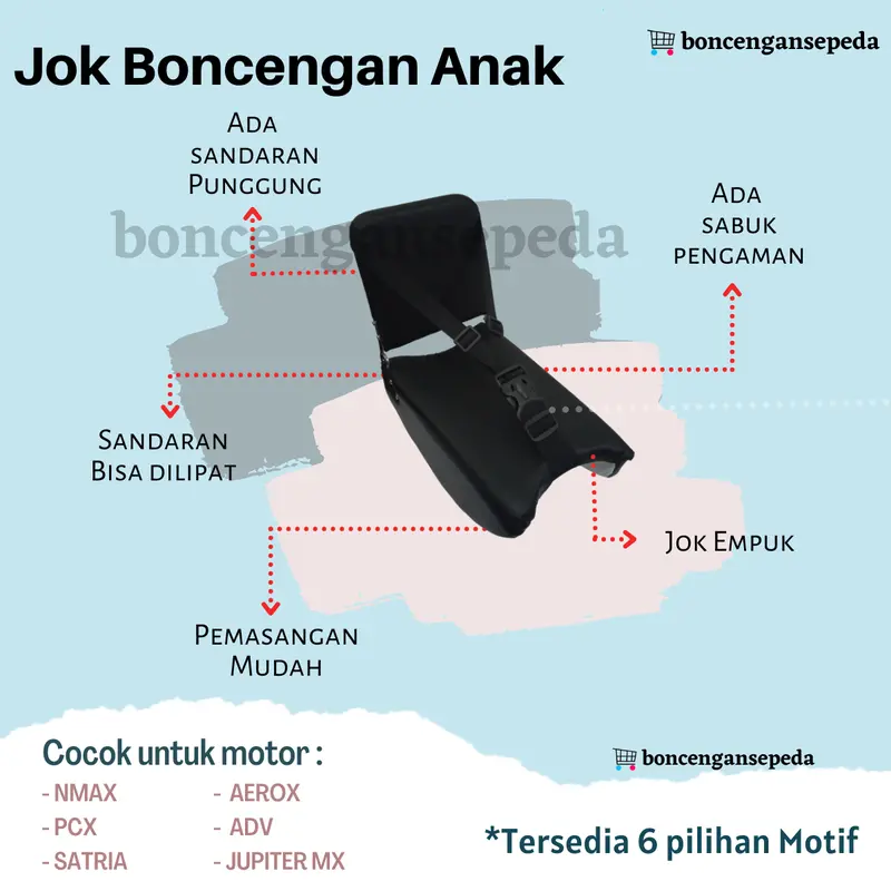 Jok kursi Boncengan Anak Sandaran Utk motor NMAX PCX AEROX Jupiter MX Variasi Tanpa Tangan 0