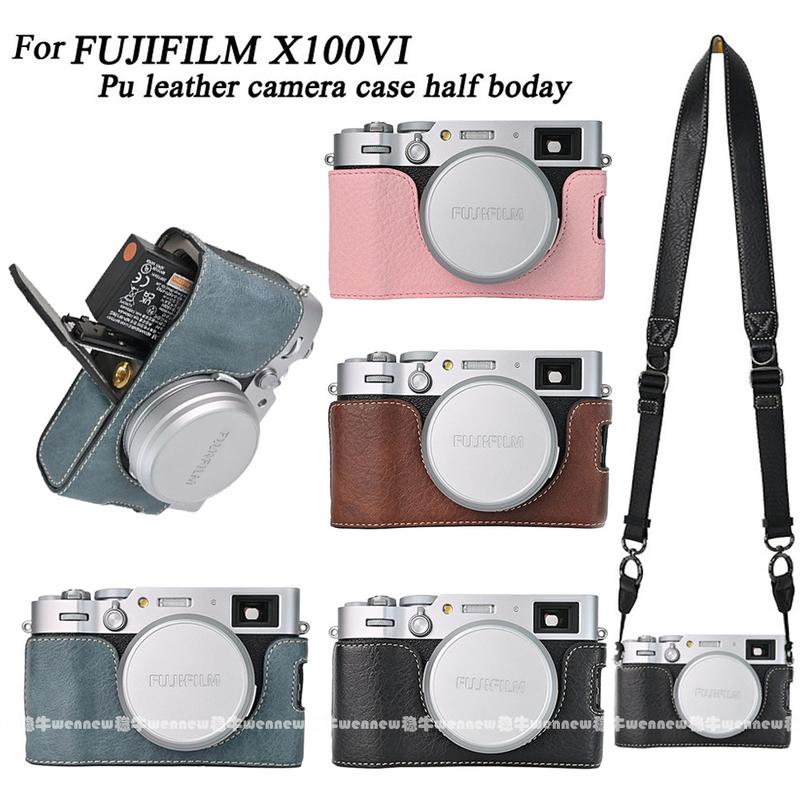  Vỏ máy ảnh X100VI Da Pu Kiểu nửa cơ thể dành cho Fujifilm X100VI và X100 Mark VI Vỏ Có Dây Đeo Vai máy ảnh 