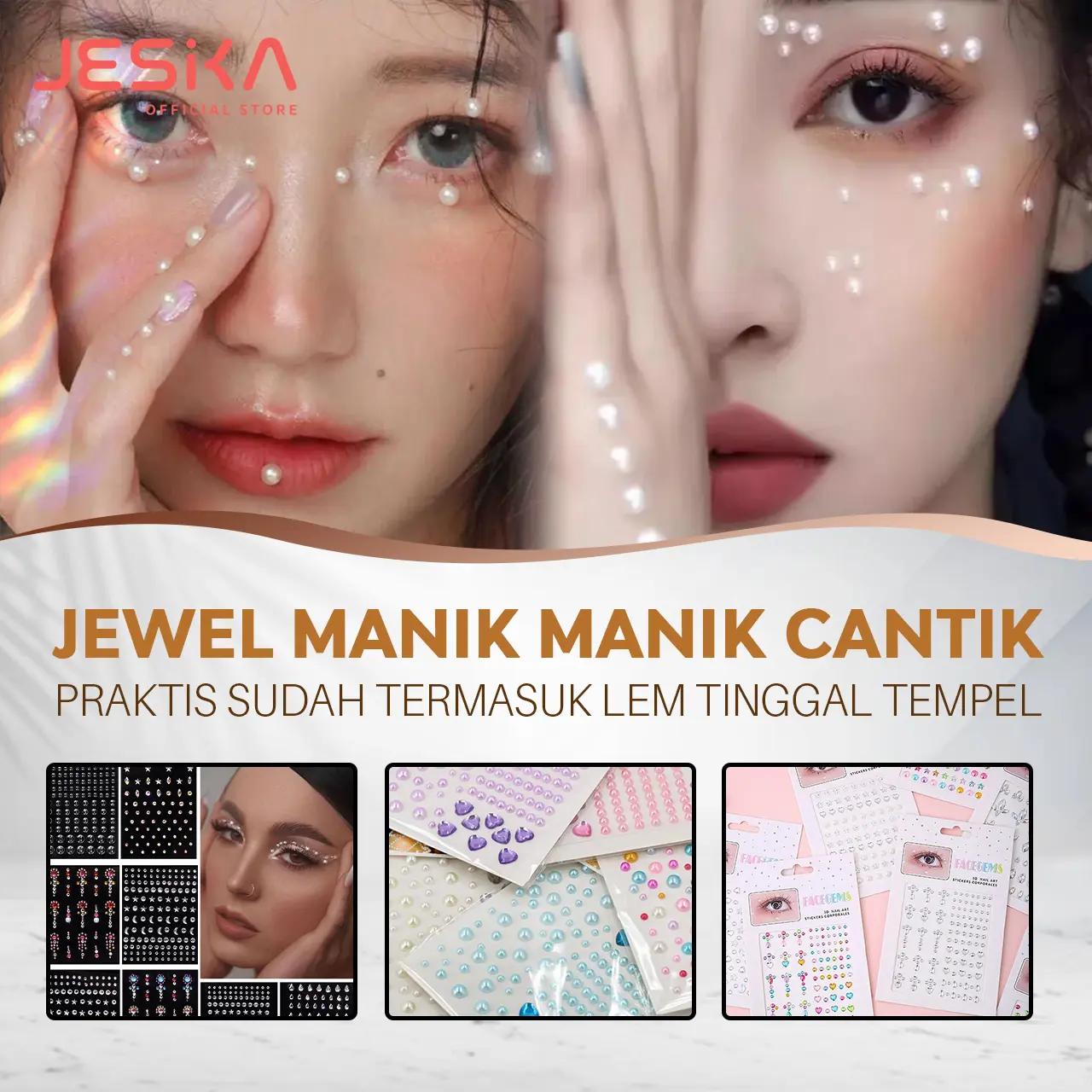 Rhinestone kristal manik manik akrilik acrylic aesthetic estetik warna warni make up sticker tempel Polish aksesori nail art eye wajah anak kids karnaval Remaja