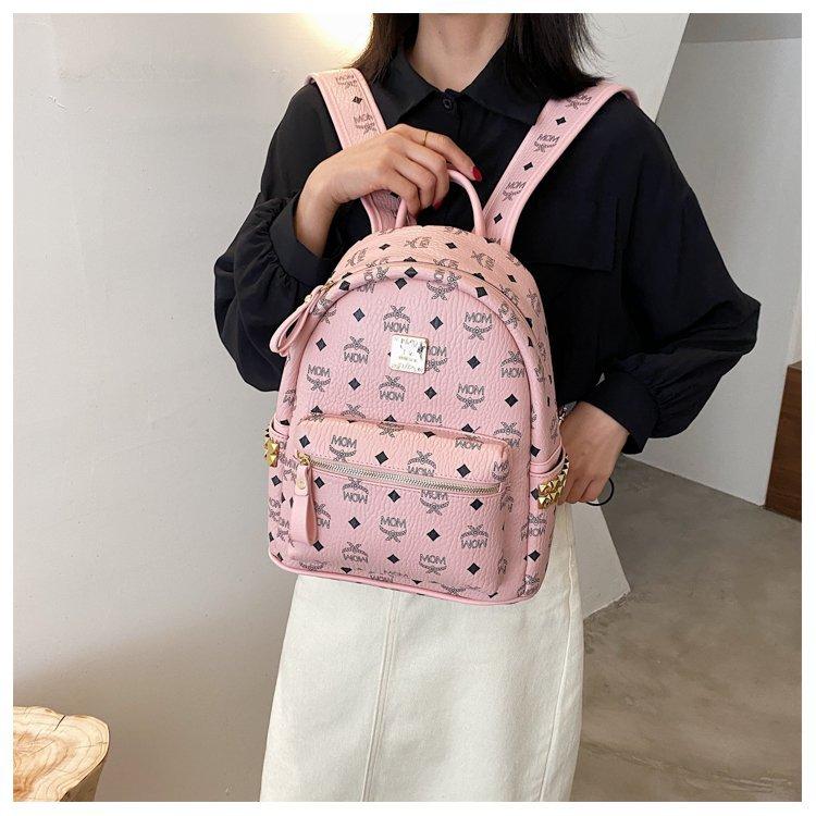 Product Introduction of 2024 factory wholesale Women's backpack Korean-style fashion Pu retro classic presopbackpack letter rivet women's backpack 13