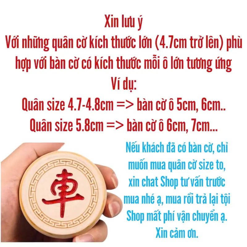 Bộ Cờ Tướng Gỗ Bạch Dương - Cờ Gỗ Nguyên Khối Khắc Chìm Ký Tự Và Viền [BDV] 1