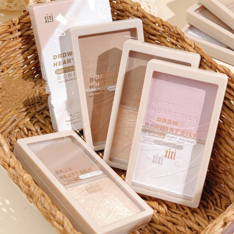 Hộp Phấn Highlighter Xixi Trang Điểm Bắt Sáng Tạo Khối Màu Tự Nhiên Nội Địa Trung 2