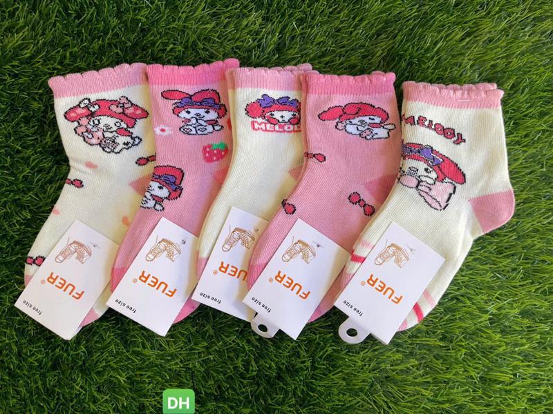 Set 10 đôi tất meloly hồng trắng cho bé 0