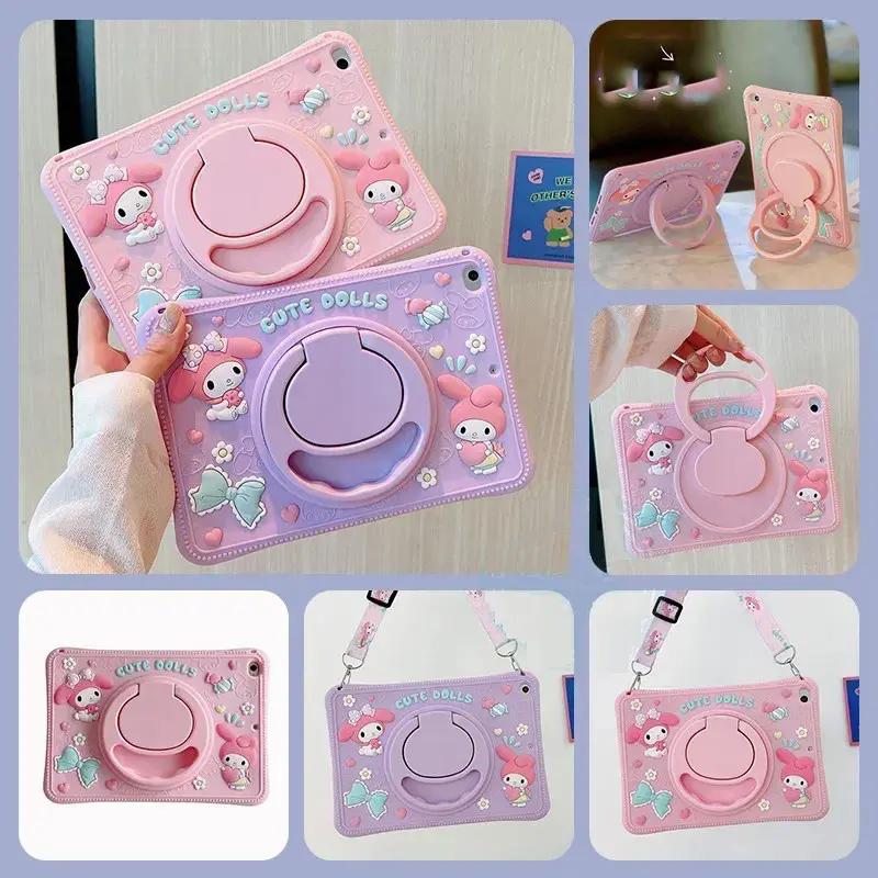 Case for IPad 11th Generation 11-inch A16 2025 for IPad 10.9" 10th Gen 2022 Air 5 4 3 2 110.2 9th 8 7th 10th 10.9 Mini 7 6 Kids 360-degree Rotating Strap Stand Shockproof Funda