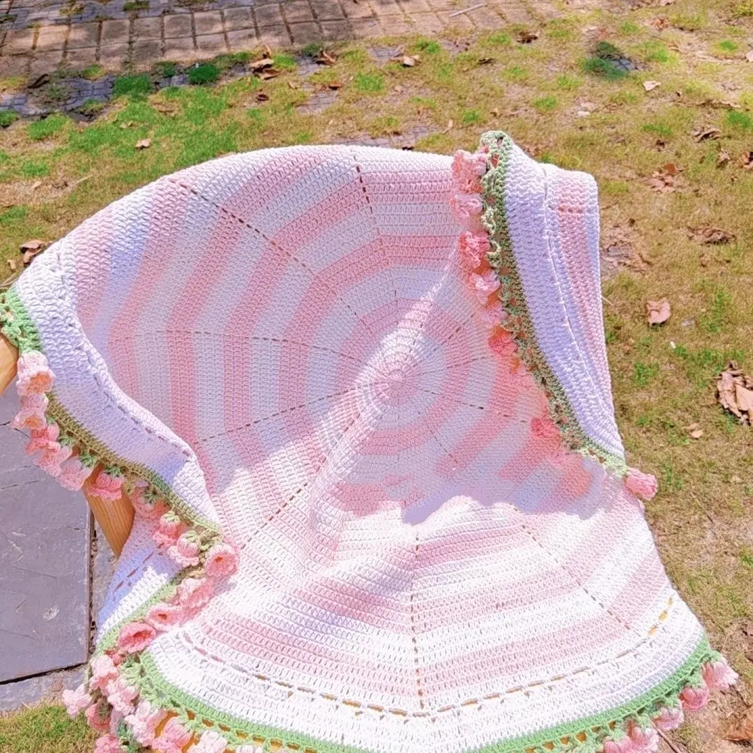 Handmade Yarn DIY Bouquet Blanket Kit Crochet Lily of the Valley Rose Blanket Transform into Bouquet Creative Gift Not a finished product