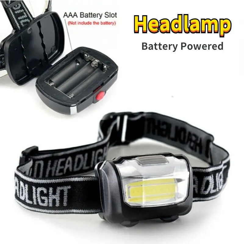 Portable Mini Powerful LED Headlamp Battery Powered Headlight Fishing Camping Waterproof Torch
