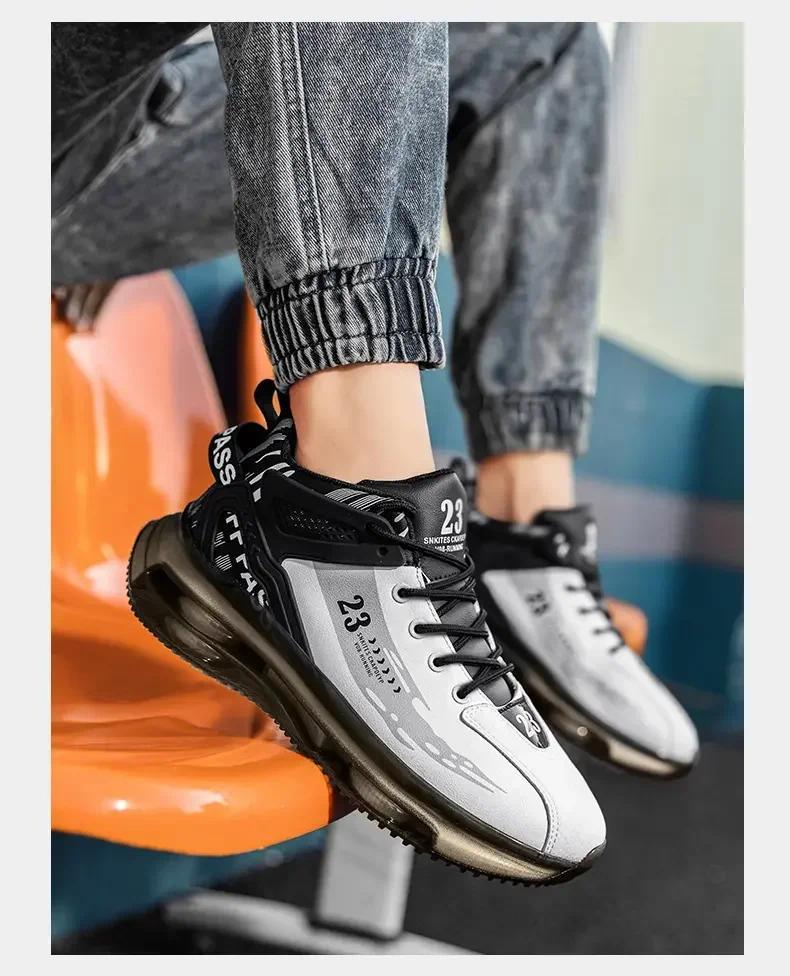 Product Introduction of Men's Sneakers New in High Top Running Shoes Golf Shoes Round Toe Platform Shoes Casual Fashion for Men Sneakers Waterproof 15