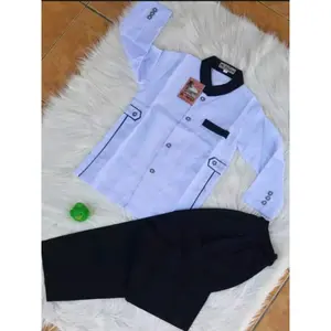 Baju Koko anak Laki Laki Setelan Jazko Anak Putih 4-13Tahun Panjang Muslim Celana Kain Katun