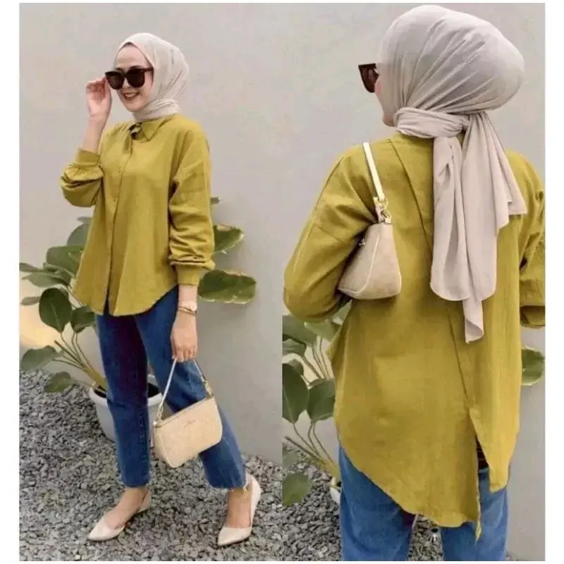 Nelka Linen Shirt / Kemeja Wanita Oversize / kemeja oversize Terbaru Baju