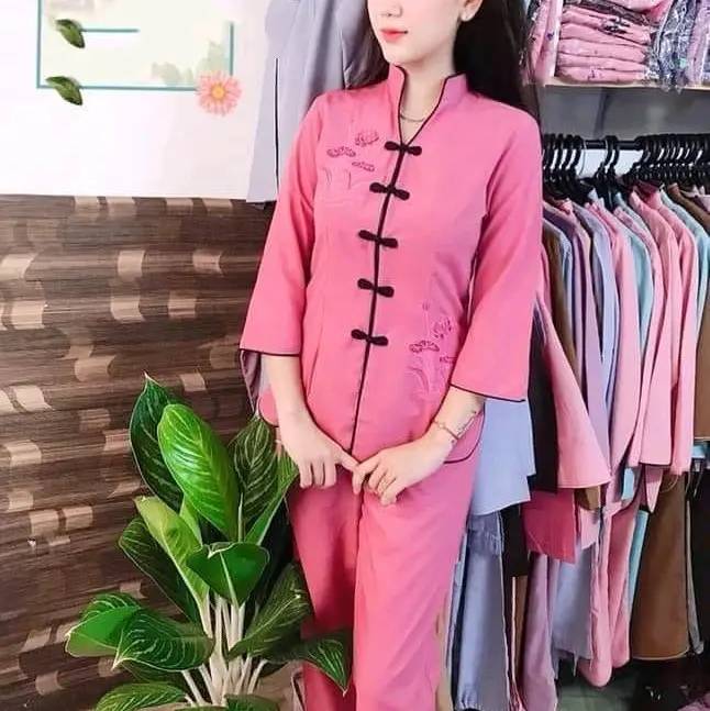 Sét đồ mẹ và bé gái sẩm thêu Kate thêu 4-70kg Top Áo Sen