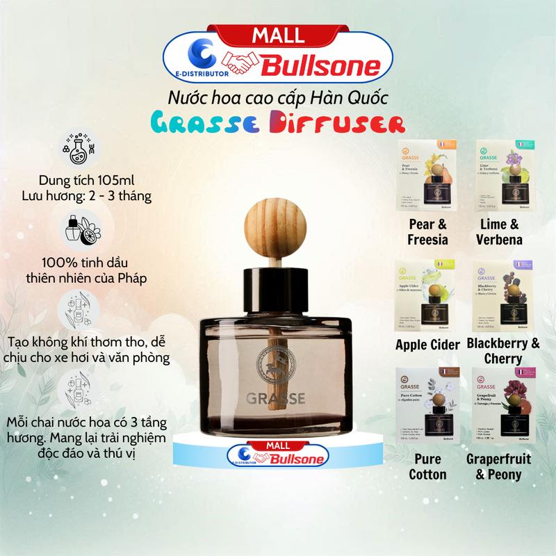 Nước Hoa Ô Tô Cao Cấp Bullsone Grasse Grapefruit & Peony /Grasse Blackberry & Cherry  - Hàng chính hãng 100% Nội Thất