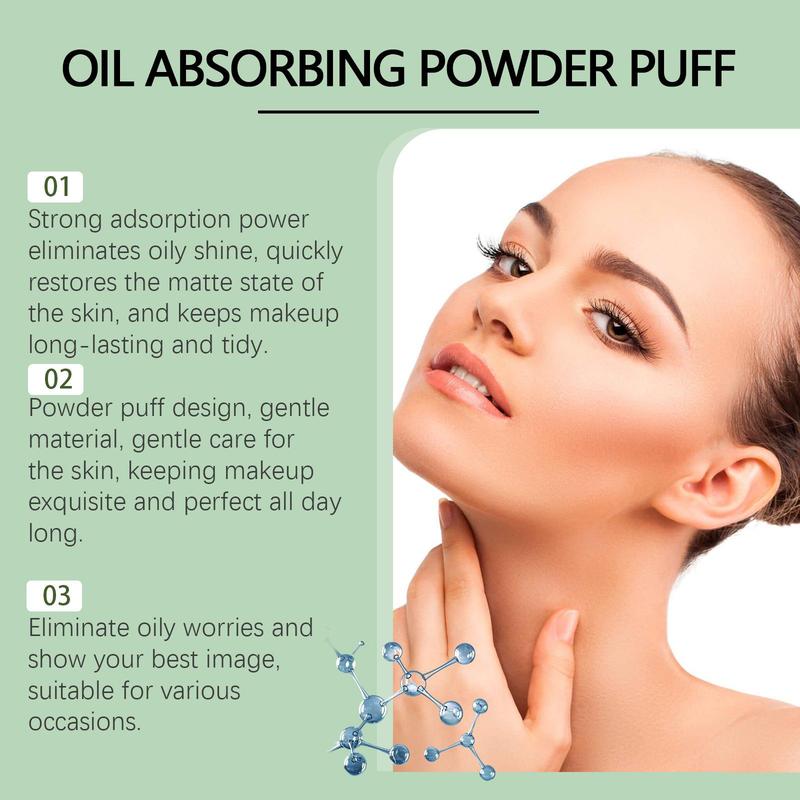 Product Introduction of Oil Absorbing Powder Puff With Mirror, 1 Box Portable Compact Oil Absorbing Sheet With Powder Puff, Makeup Tool For Women & Girls 7