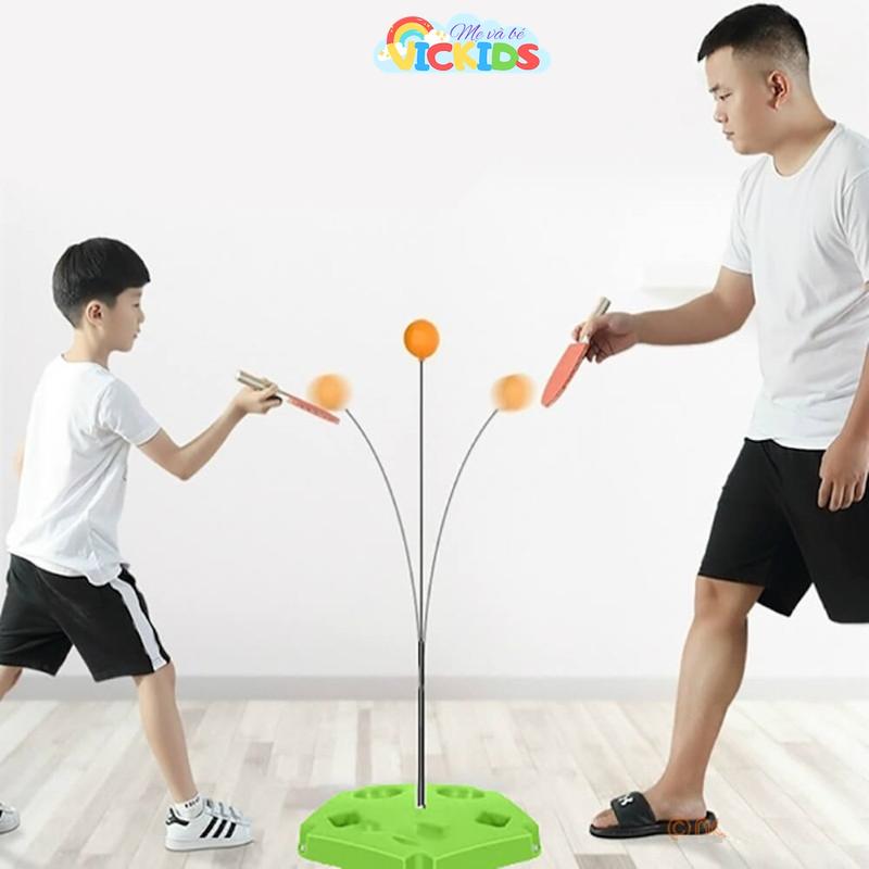 Đồ chơi đánh bóng bàn luyện phản xạ cho bé tập đánh bóng pickle ball kèm 2 vợt gỗ và 3 quả banh cho trẻ vận động cùng bạn bè và cha mẹ