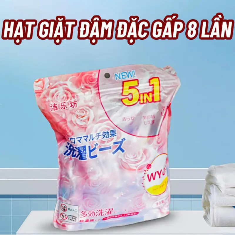 (Combo 5 túi 200 viên) Viên Giặt Xả Thơm Quần Áo 5IN1 Làm Mềm, Giặt Sạch, Khử Khuẩn tới 99%, Lưu Hương 72 Giờ Đa Năng - Làm Sạch 0