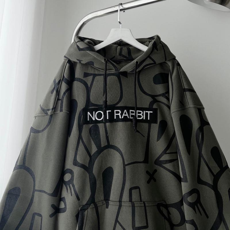 Áo Khoác Hoodie nỉ NOT RABBIT In Hình Chữ Thêu Form Rộng Unisex Nam Nữ - Sarah Store 5