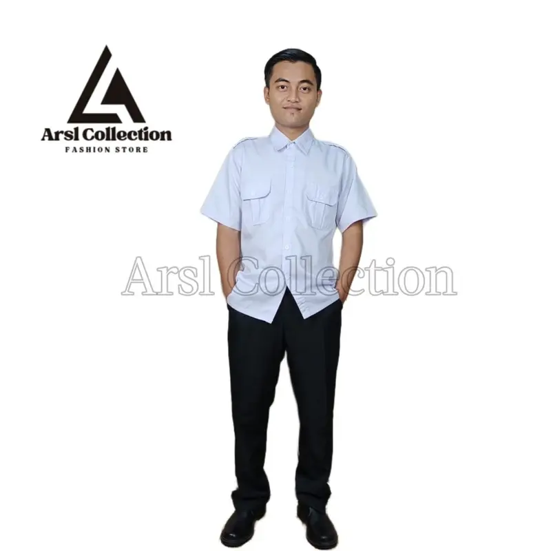Kemeja PDH Putih PNS Pria Terbaru - Seragam Dinas Lengan Pendek dan Lengan Panjang  dengan Kerah Hitam  - Seragam Dinas PNS Formal dengan Varian  Kerah Hitam dan Putih 3
