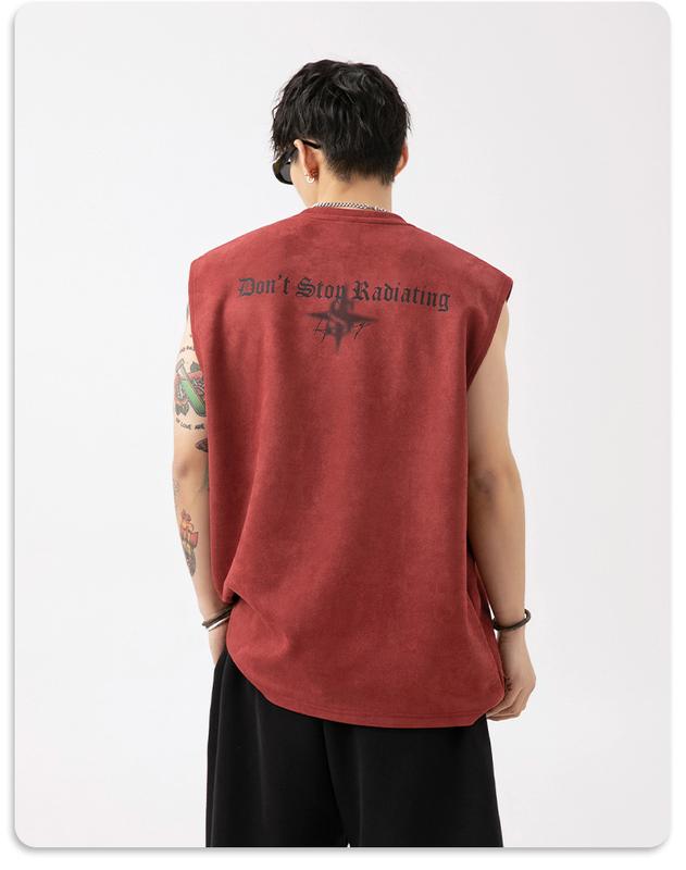 Product Introduction of Lotin Suede Thin Sports Vest Men's 2024 Summer New Sleeveless T-shirt American Letter Printed Casual Waistcoat 22