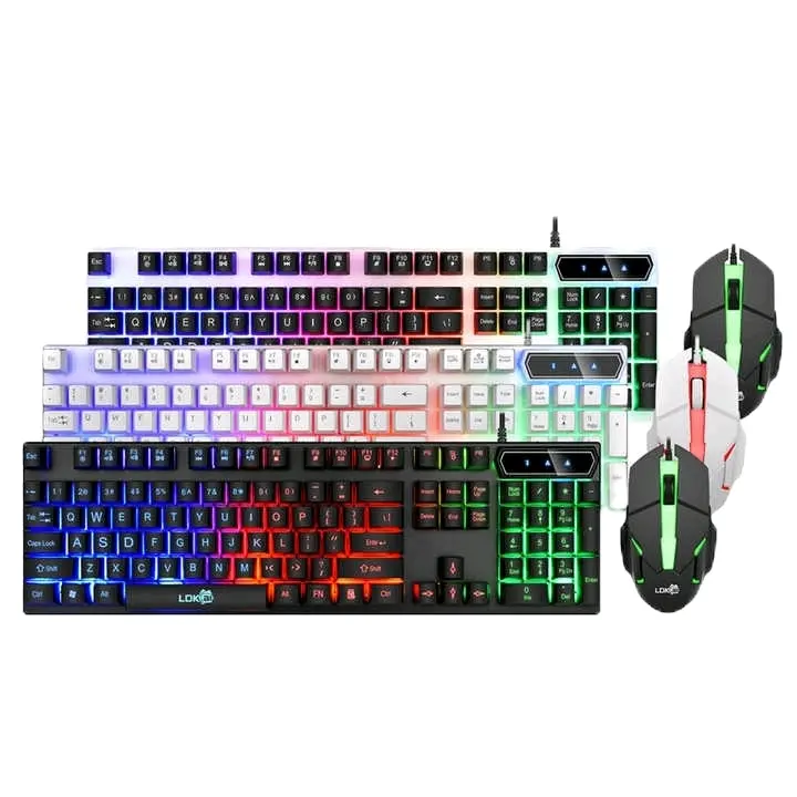 Gaming Keyboard RGB LED with Mouse Komputer laptop - Mos Kibord Geming Led Lampu Computer Headset 0