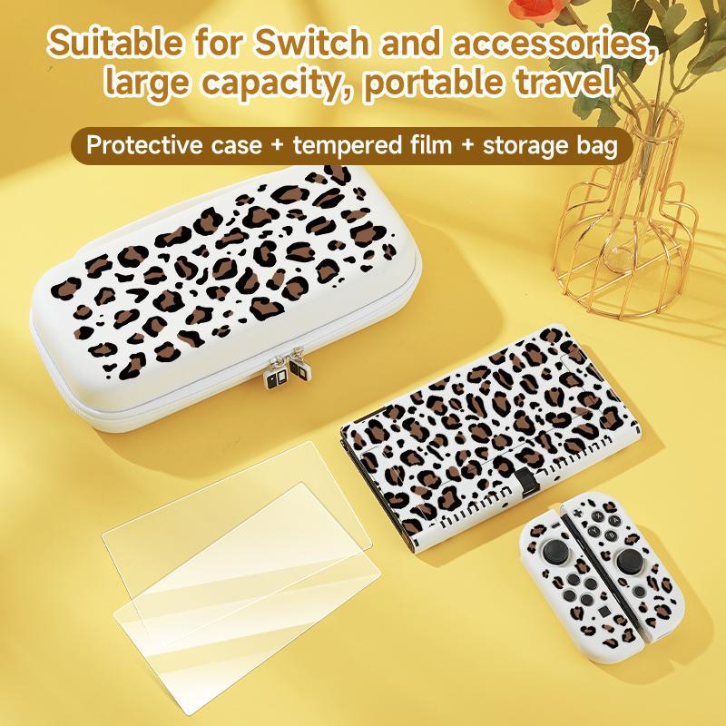 3-in-1 Switch Accessories, Portable Storage Bag & Switch Protective Case & Tempered Film, Large Capacity Travel Storage Bag for Switch NS/OLED 3