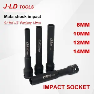 JLD Mata kunci shock Mata Socket panjang 130mm(13cm) Kunci Shock Panjang Cr-Mo Sok Impact 1/2" Pas Socket