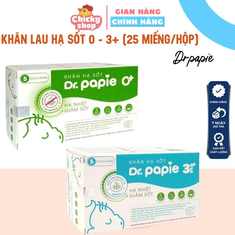 Khăn Lau Hạ Nhiệt Giảm Sốt Thảo Dược Cho Bé DR.PAPIE dùng cho bé trên 3 tháng