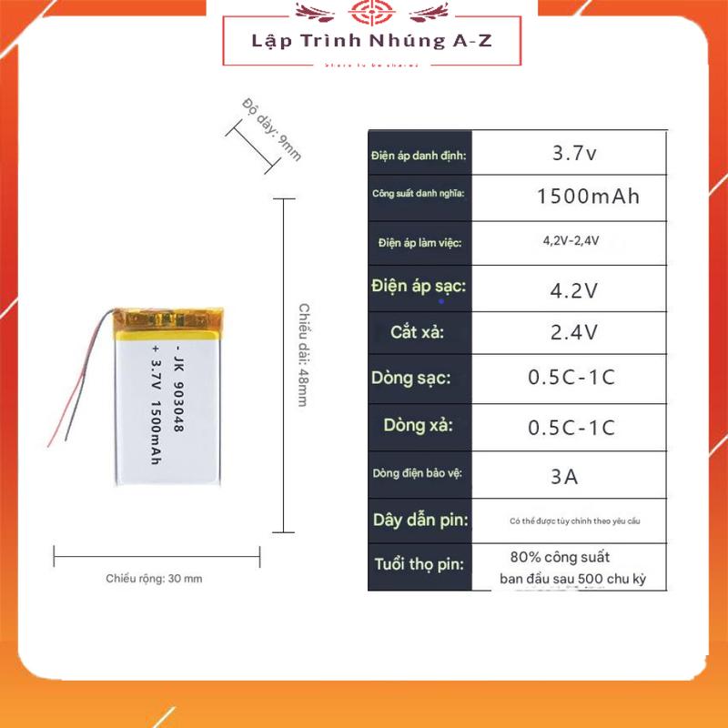 Pin Sạc 903048 3.7v 1500mAh Có Mạch Bảo Vệ
