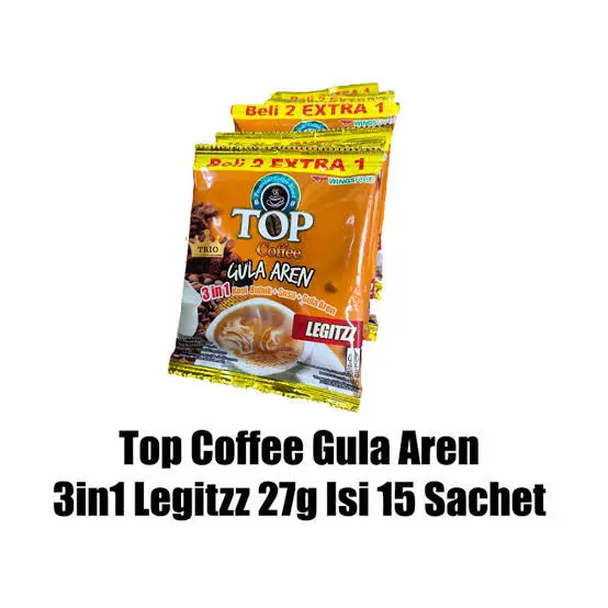 TOP Kopi Gula Aren  TUBRUK LEGITZZ 3in1 Instant Coffee Sachet 27gr (1 Renteng isi 15 Sachet) 3