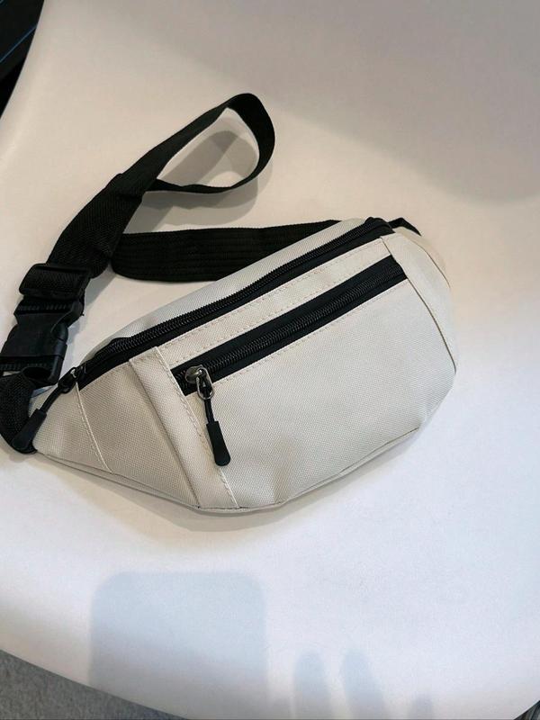 Men's Casual Solid Minimalist Release Buckle Detail Zipper Sling Bag, Simple Casual Multi-functional Fabric Chest Bag for Men, Durable Male Bum Bag for Daily Use, Travel Essentials 6