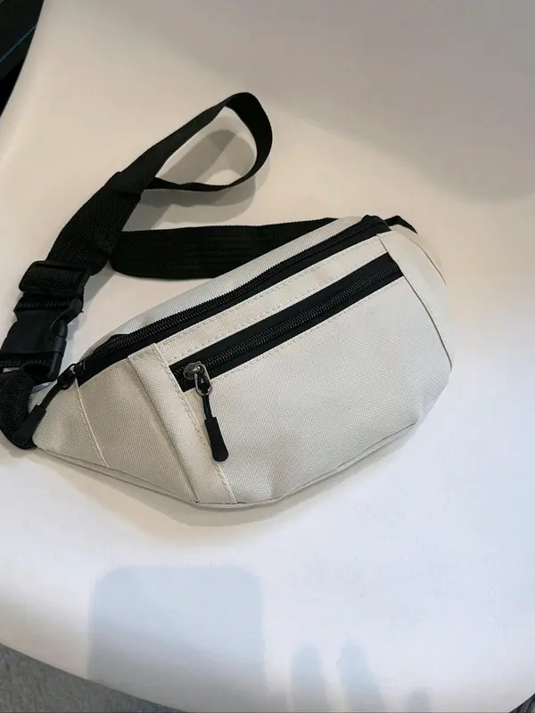 Men's Casual Solid Minimalist Release Buckle Detail Zipper Sling Bag, Simple Casual Multi-functional Fabric Chest Bag for Men, Durable Male Bum Bag for Daily Use, Travel Essentials 6