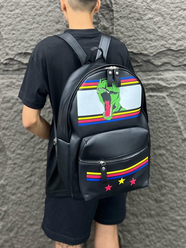 Balo đi học Khủng Long Xanh cho nam nữ Size 42 vừa sách vở A4 laptop Bag Da