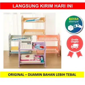 RAK MINI PLASTIK 2 SUSUN RAK SERBAGUNA MULTIFUNGSI 2 TINGKAT ALAT TULIS BUKU MEJA KANTOR DAPUR ORGANIZER