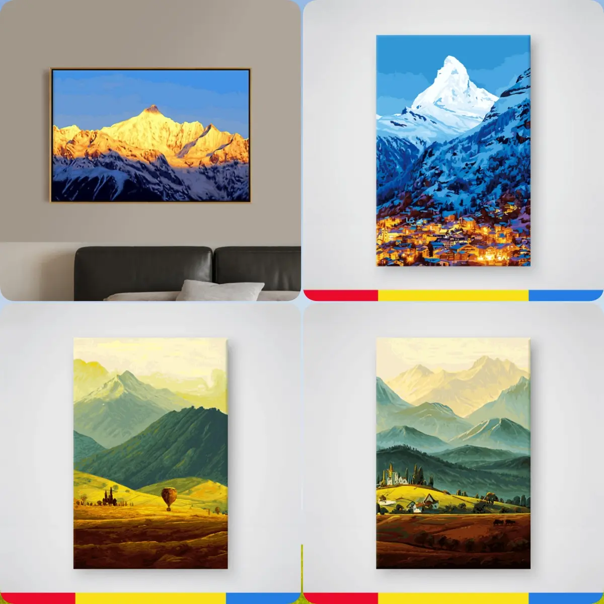 【Digital oil painting】 DIY coloring painting Spring flower scenery children's handmade Painting by numbers hand-painted, Handmade art color filling gift Bedroom Dining Room Living Room Home Decoration [YH]
