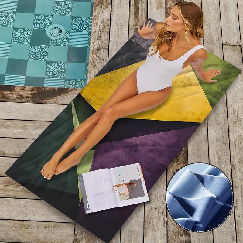 Abstract Geometric Pattern Beach Towel, 1 Count Lightweight Quick Drying Towel, Soft Absorbent Towel for Home, Outdoor Sports, Yoga, Travel, Camping, Picnic 7