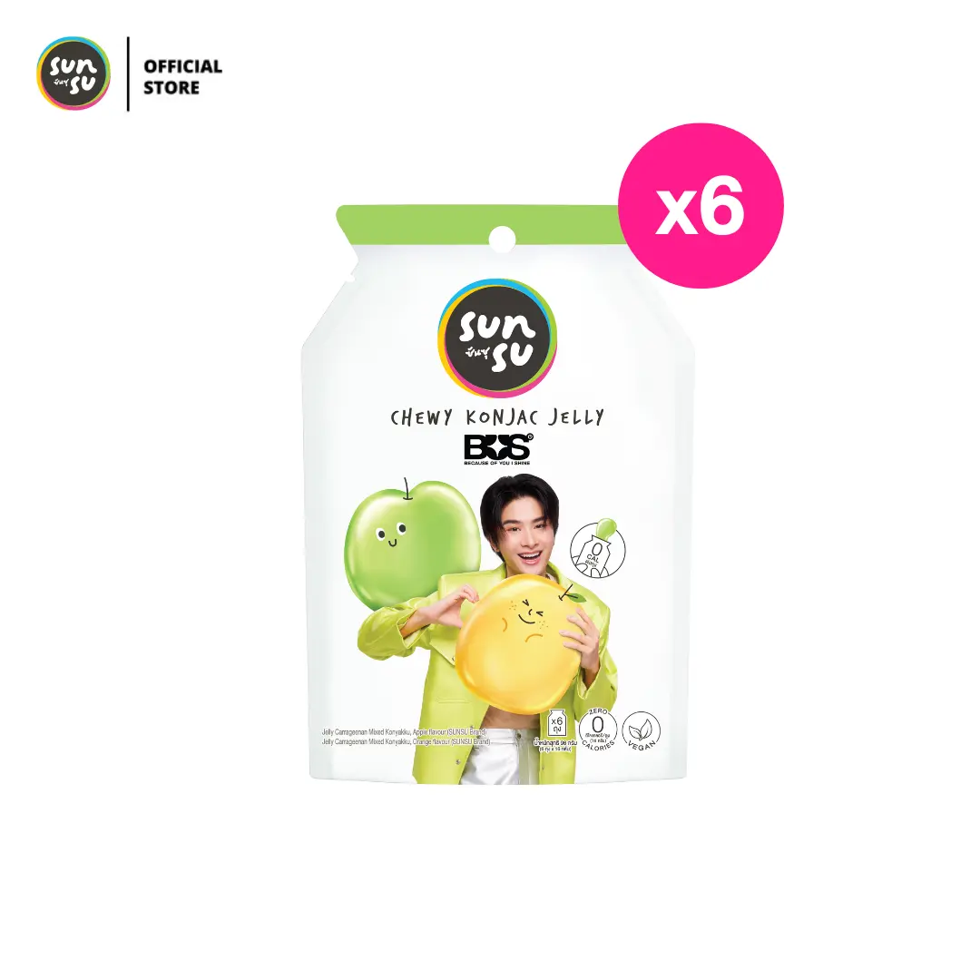 (แพ็ก 6) Sunsu ซันซุ เยลลี่ผสมบุก รสแอปเปิ้ลเขียว & ส้มยูซุ ตราซันซุ จำนวน 6 ซอง หอมอร่อย ของขวัญ